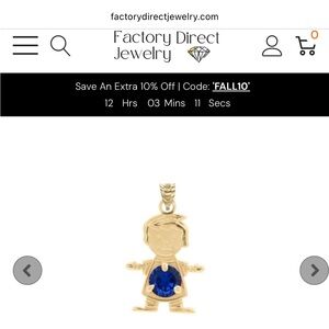 Gold Boy Pendant with Blue Gem